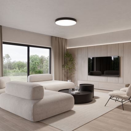 CLEO Ceiling Light with Motion and Twilight Sensor 5xE27/24W/230V Ø 60 cm Black