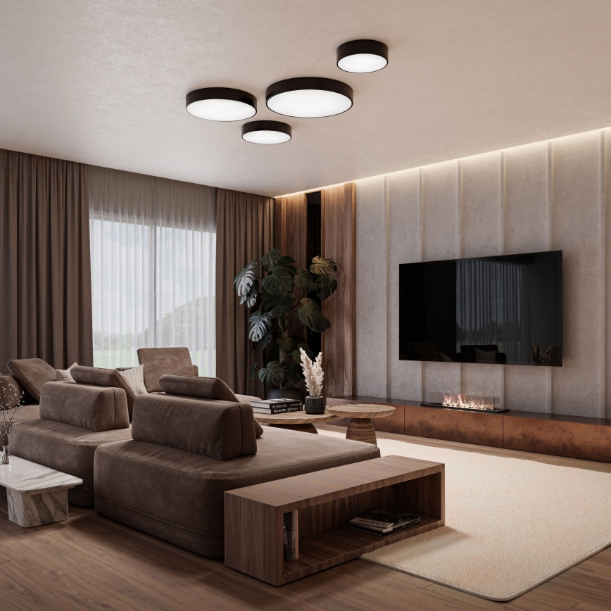 CLEO Ceiling Light with Motion and Twilight Sensor 5xE27/24W/230V Ø 60 cm Black