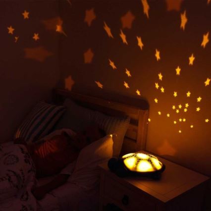 Cloud B - Children's night small lamp with a projector 3xAA turtle blue
