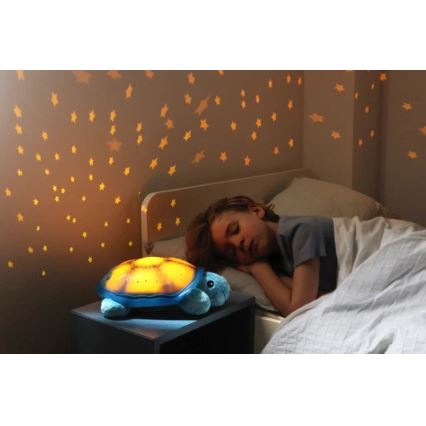 Cloud B - Children's night small lamp with a projector 3xAA turtle blue