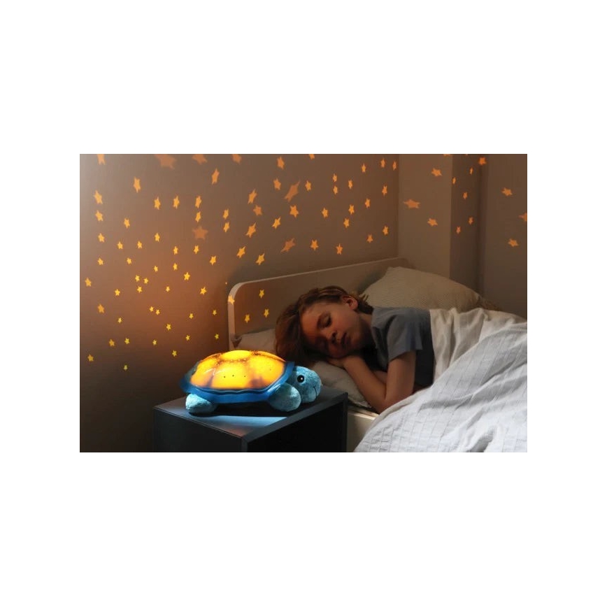 Cloud B - Children's night small lamp with a projector 3xAA turtle blue