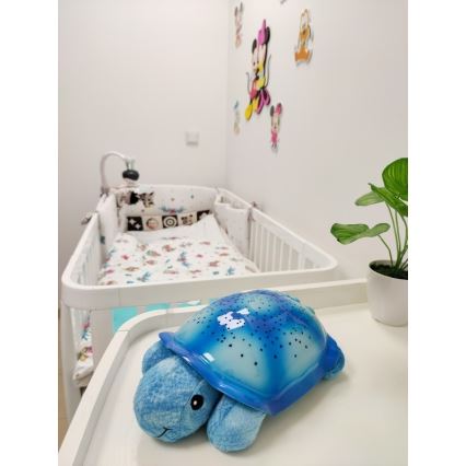 Cloud B - Children's night small lamp with a projector 3xAA turtle blue