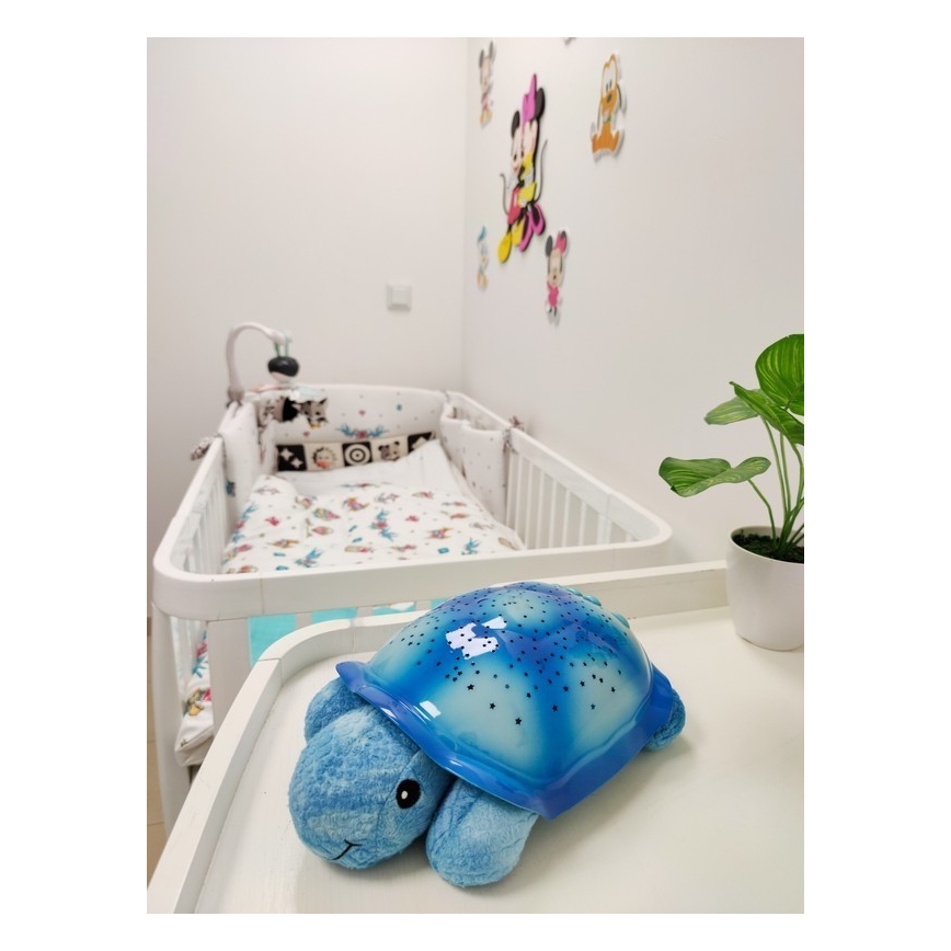 Cloud B - Children's night small lamp with a projector 3xAA turtle blue