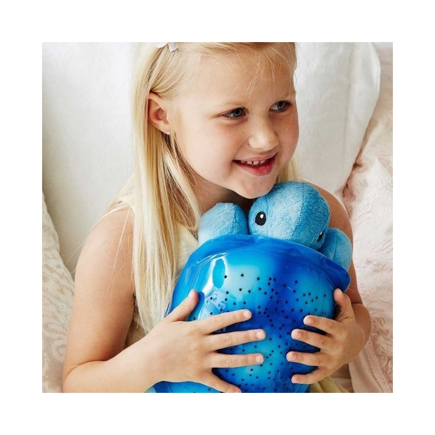 Cloud B - Children's night small lamp with a projector 3xAA turtle blue