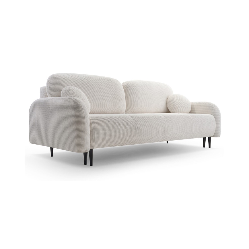 CLOUDY upholstered 3-seater sofa bed, cream
