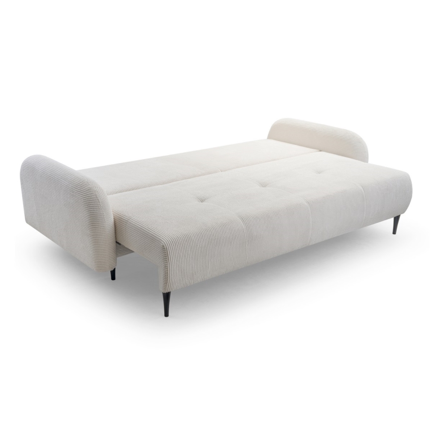 CLOUDY upholstered 3-seater sofa bed, cream