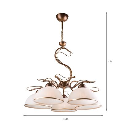 COBRA chain chandelier 5xE27/60W/230V bronze/patina