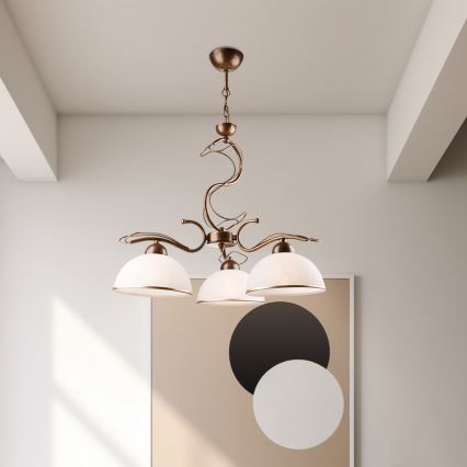 COBRA Rod Chandelier 3x E27/60W/230V, Bronze/Patina