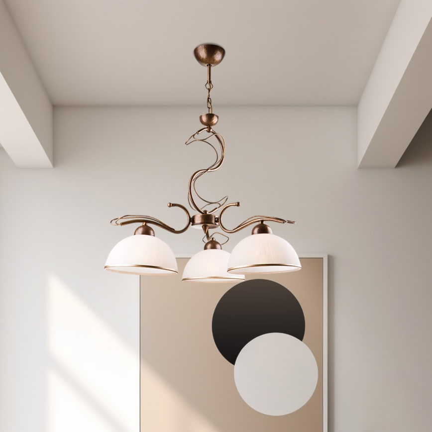 COBRA Rod Chandelier 3x E27/60W/230V, Bronze/Patina