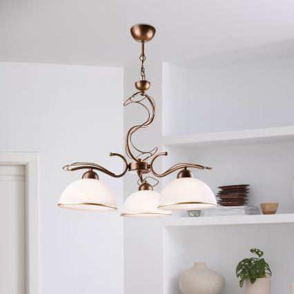 COBRA Rod Chandelier 3x E27/60W/230V, Bronze/Patina