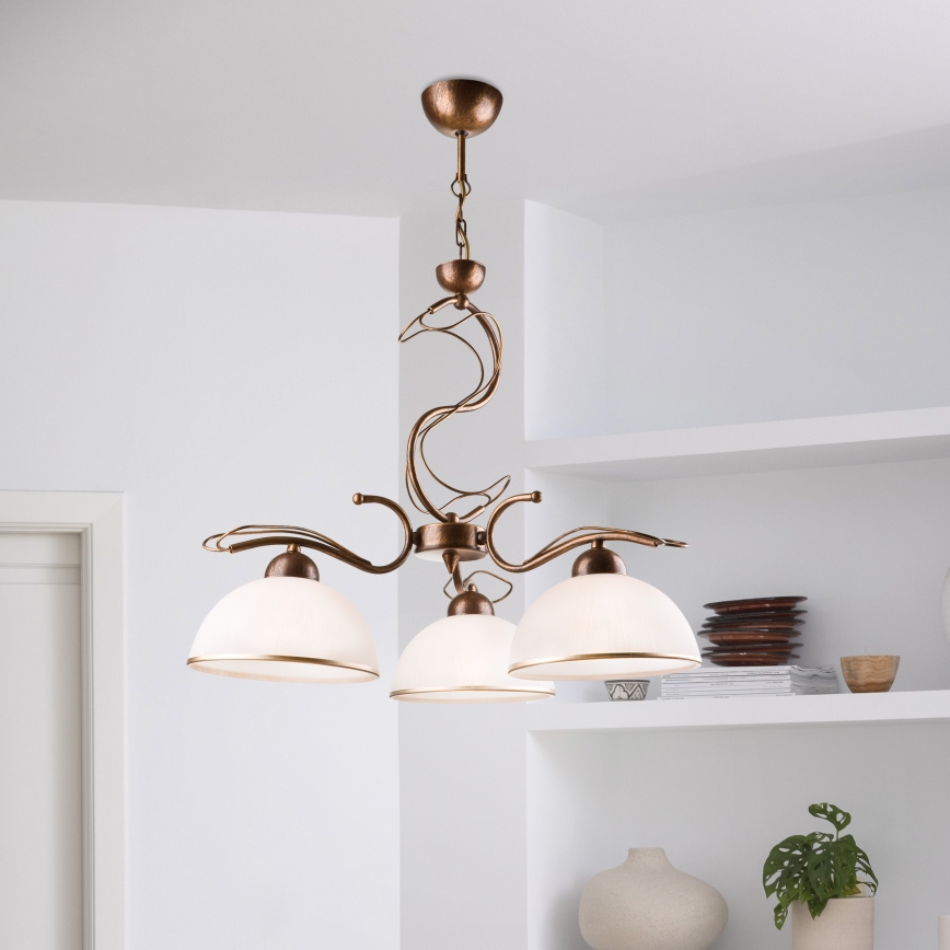 COBRA Rod Chandelier 3x E27/60W/230V, Bronze/Patina