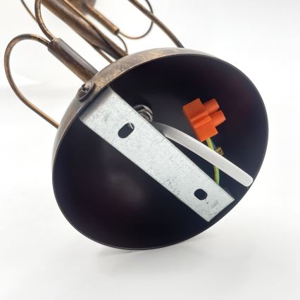 COBRA rod pendant 1xE27/60W/230V Ø 46 cm bronze/patina