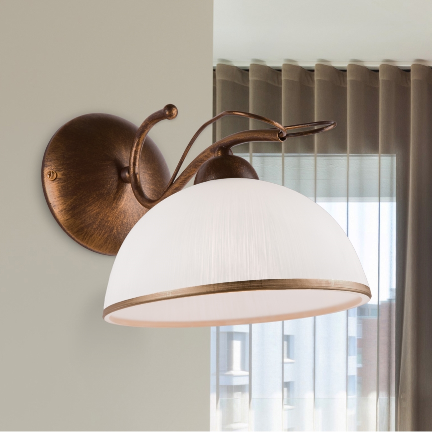 COBRA Wall Lamp 1x E27/60W/230V, Bronze/Patina