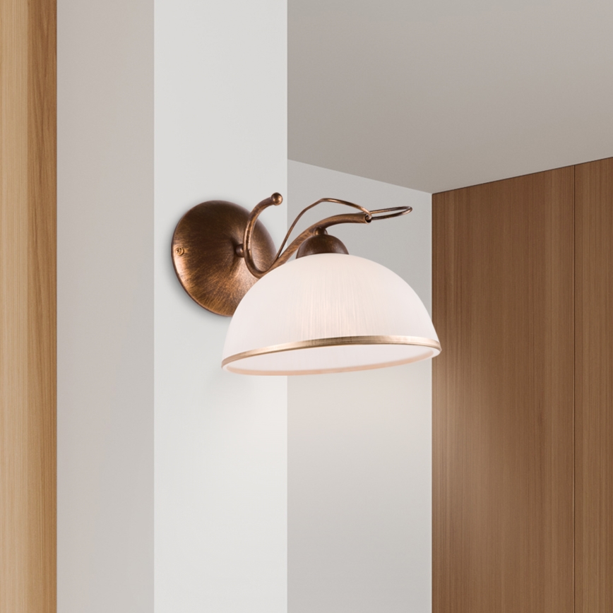 COBRA Wall Lamp 1x E27/60W/230V, Bronze/Patina