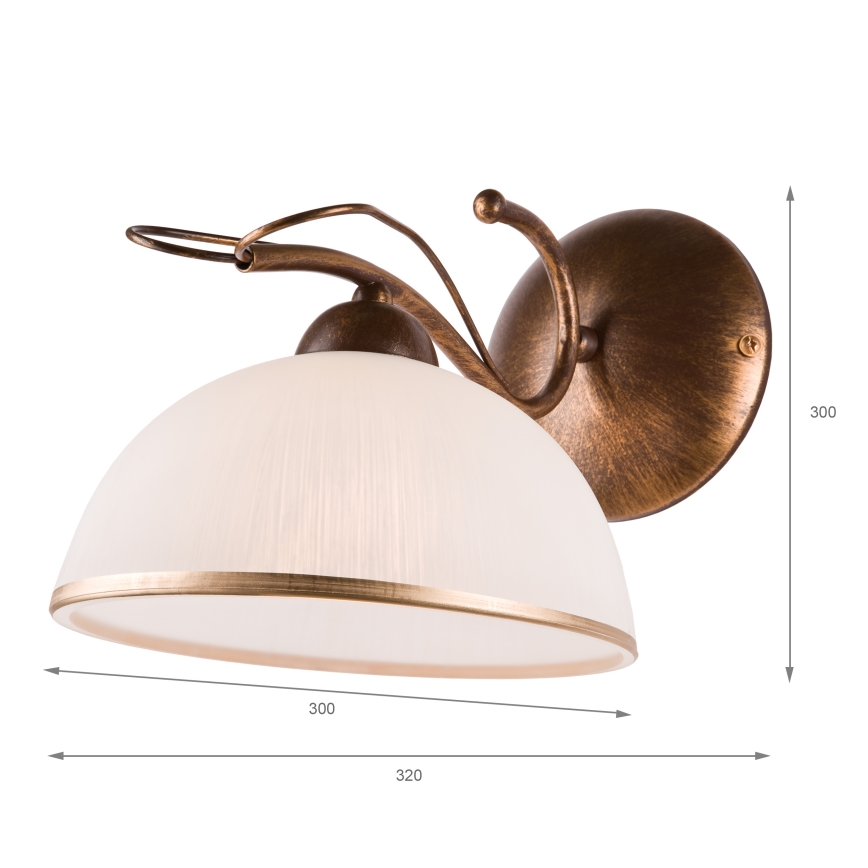 COBRA Wall Lamp 1x E27/60W/230V, Bronze/Patina