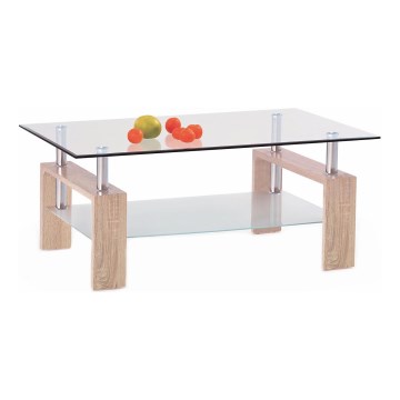 Coffee table 55x110 cm clear/oak sonoma
