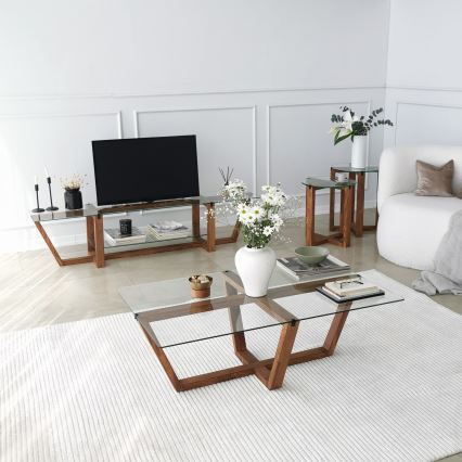 Coffee table AMALFI 35x105 cm pine/clear