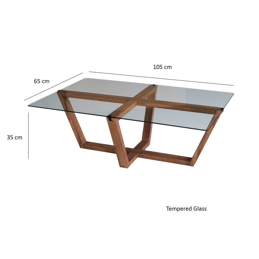 Coffee table AMALFI 35x105 cm pine/clear