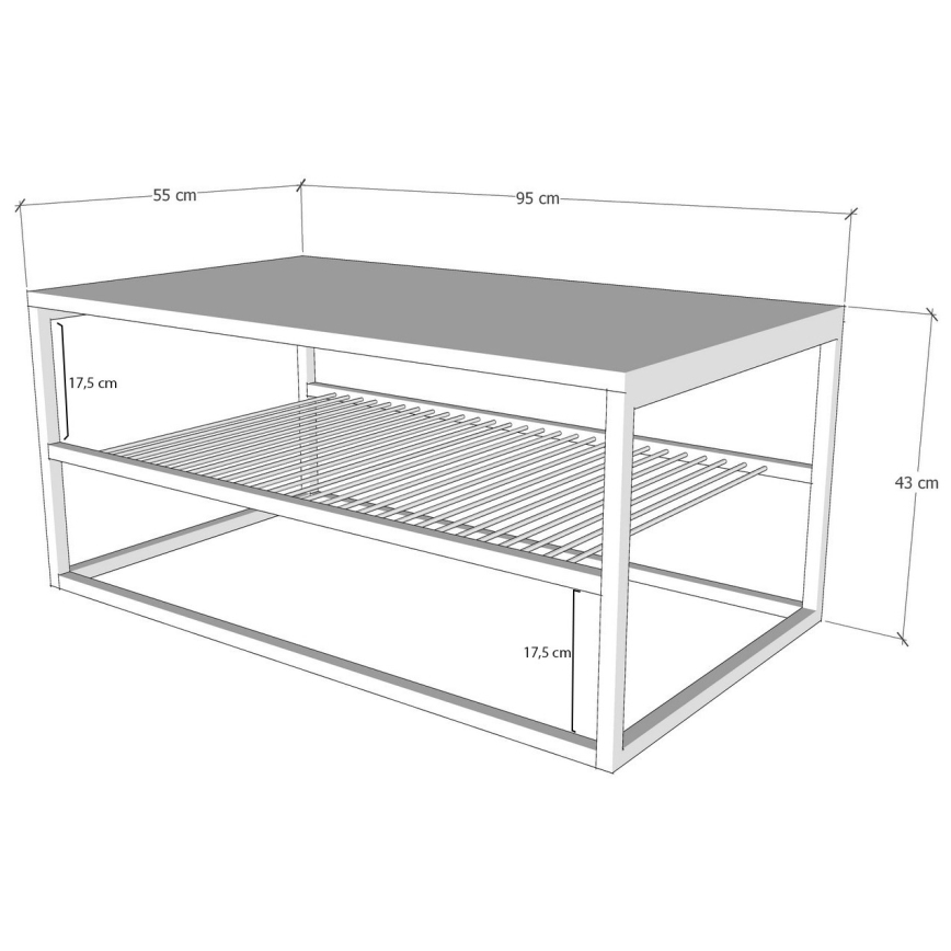Coffee table ASUDE 43x95 cm black/white