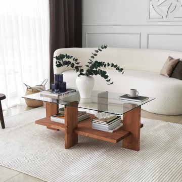 Coffee table BABYLON 40x105 cm brown/clear