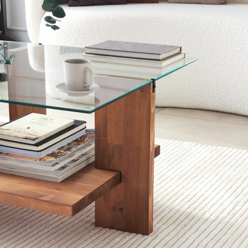 Coffee table BABYLON 40x105 cm brown/clear