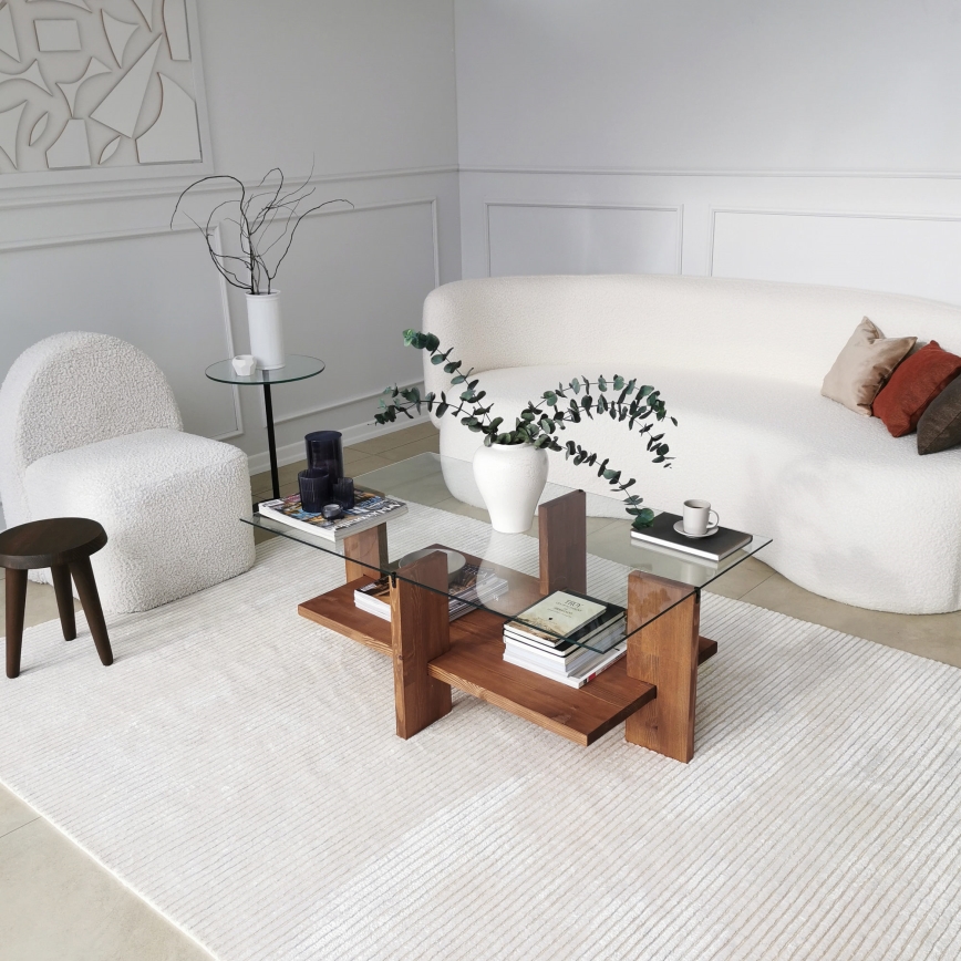Coffee table BABYLON 40x105 cm brown/clear