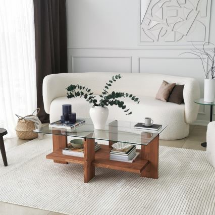Coffee table BABYLON 40x105 cm brown/clear