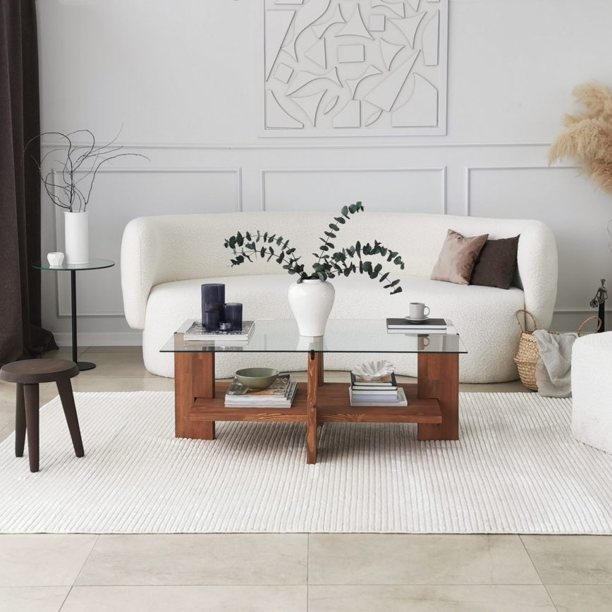 Coffee table BABYLON 40x105 cm brown/clear