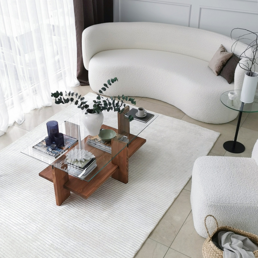 Coffee table BABYLON 40x105 cm brown/clear