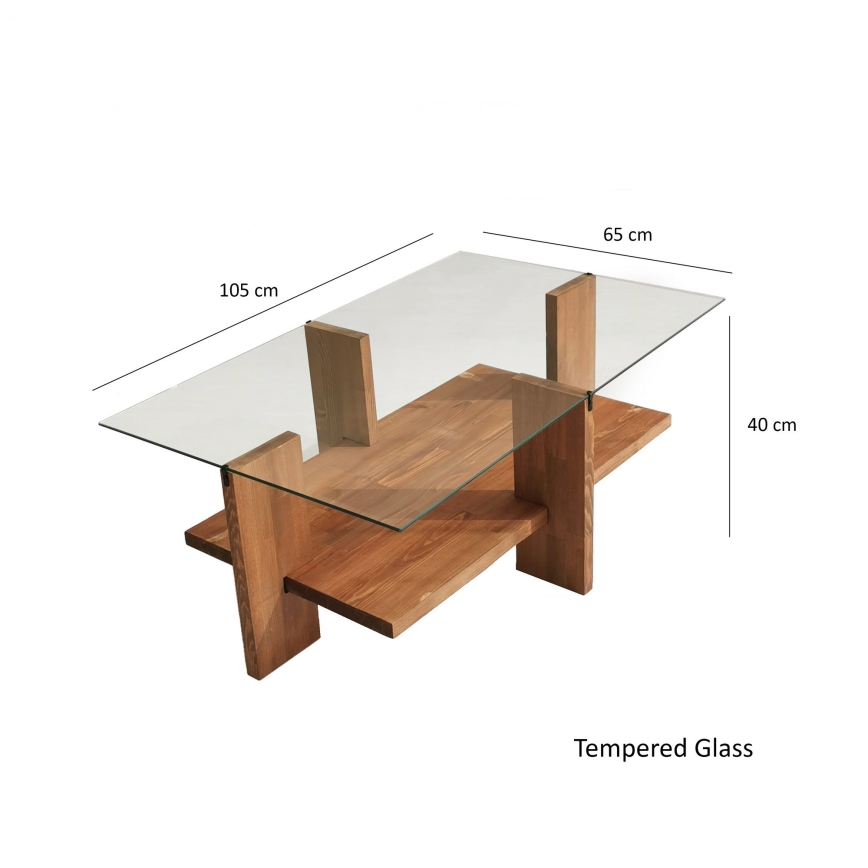 Coffee table BABYLON 40x105 cm brown/clear