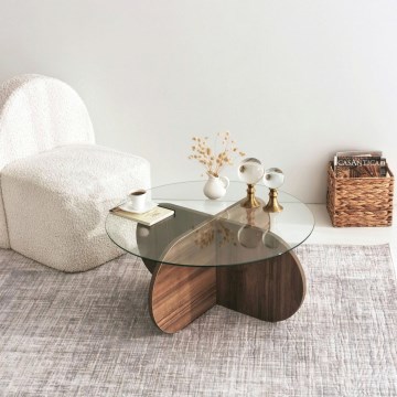 Coffee table BUBBLE 35x75 cm brown/clear