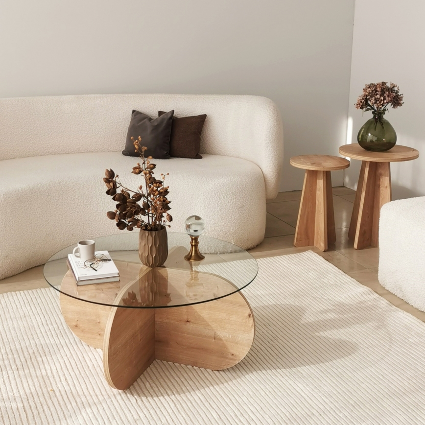 Coffee table BUBBLE 35x75 cm brown/clear