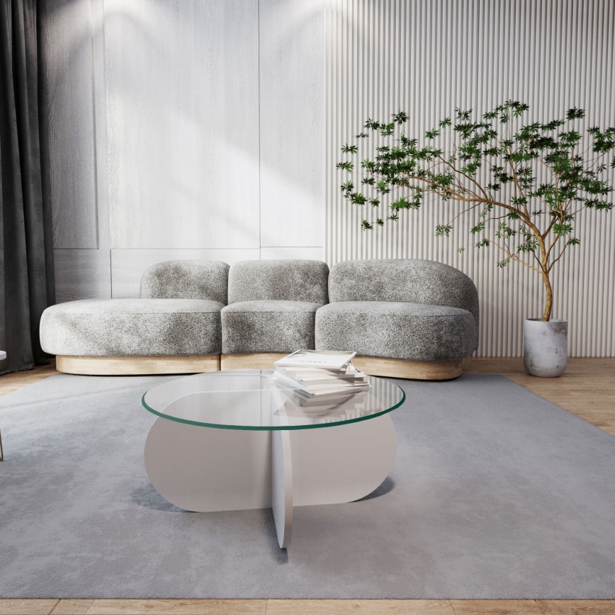 Coffee table BUBBLE 35x75 cm white/clear