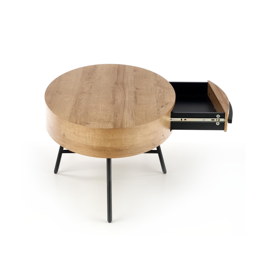 Coffee table with a drawer CAROLINA 41x120 cm golden oak/black
