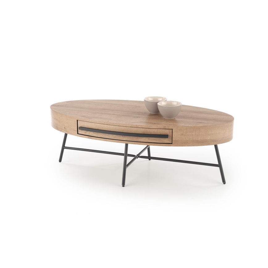 Coffee table with a drawer CAROLINA 41x120 cm golden oak/black