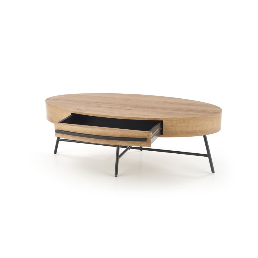 Coffee table with a drawer CAROLINA 41x120 cm golden oak/black