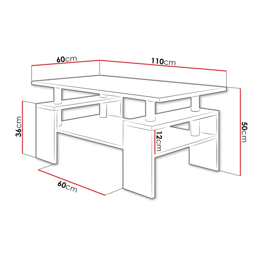 Coffee table CUBE 50x110 cm white