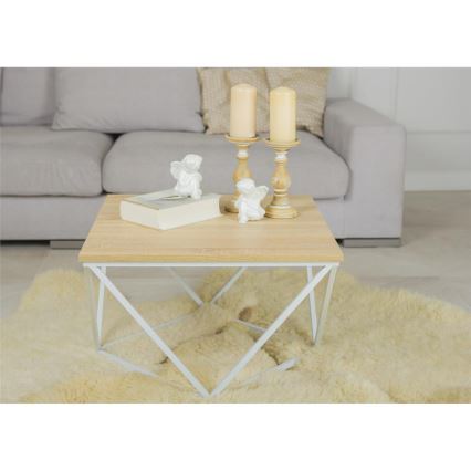 Coffee table CURVED 60x60 cm white/beige