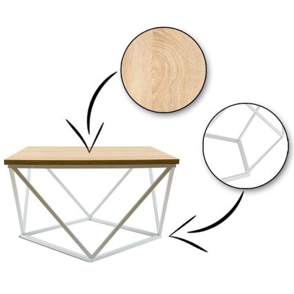 Coffee table CURVED 60x60 cm white/beige