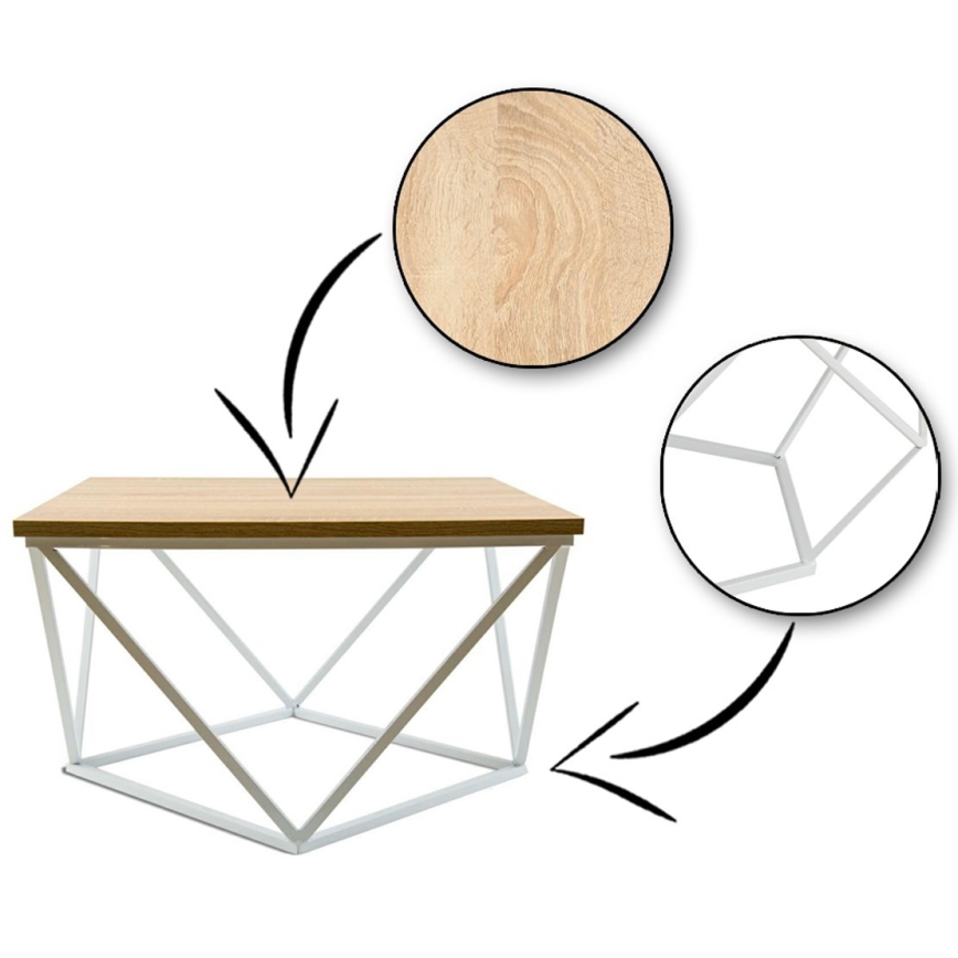 Coffee table CURVED 60x60 cm white/beige