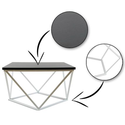 Coffee table CURVED 60x60 cm white/black