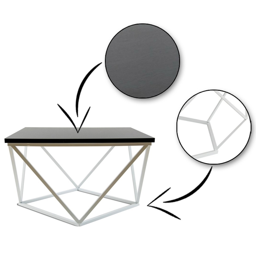 Coffee table CURVED 60x60 cm white/black