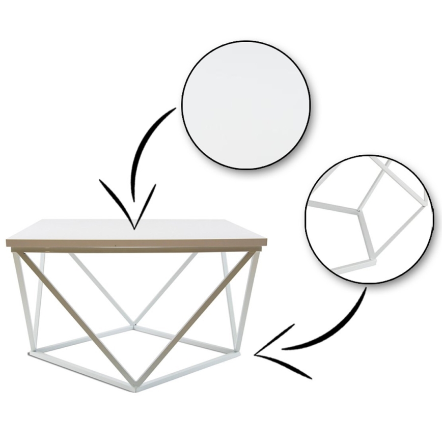 Coffee table CURVED 60x60 cm white