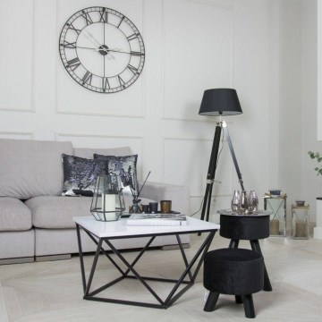 Coffee table CURVED 62x62 cm black/white