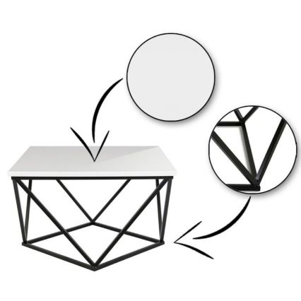 Coffee table CURVED 62x62 cm black/white