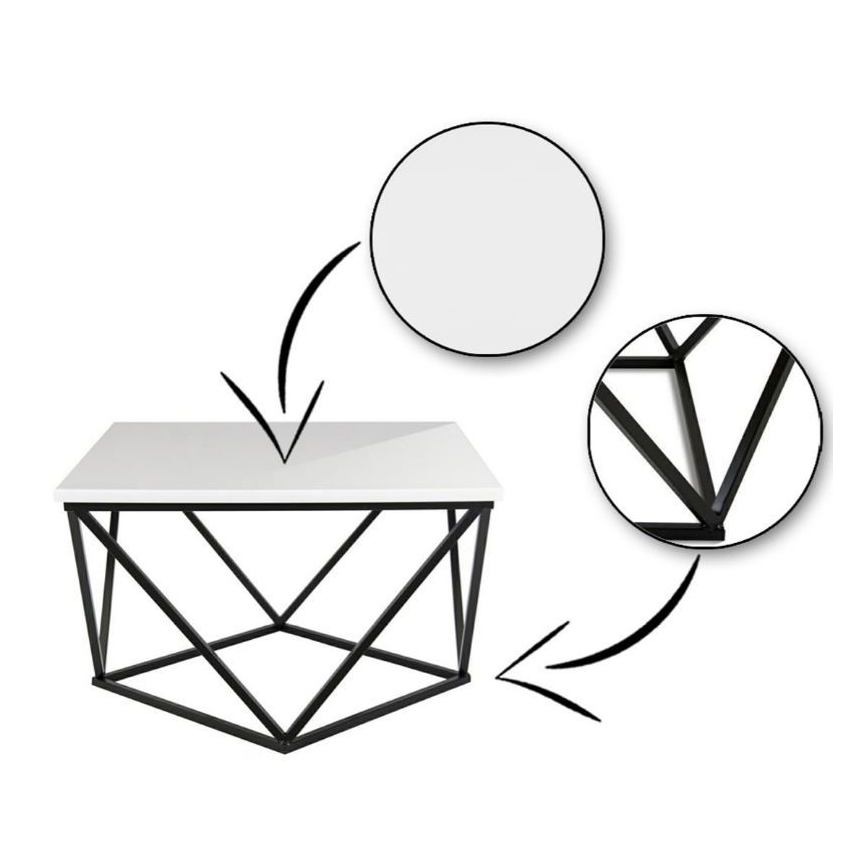 Coffee table CURVED 62x62 cm black/white