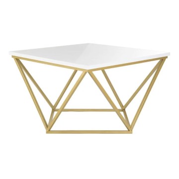 Coffee table CURVED 62x62 cm brass/white