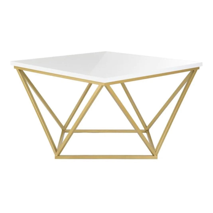 Coffee table CURVED 62x62 cm brass/white