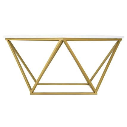 Coffee table CURVED 62x62 cm brass/white