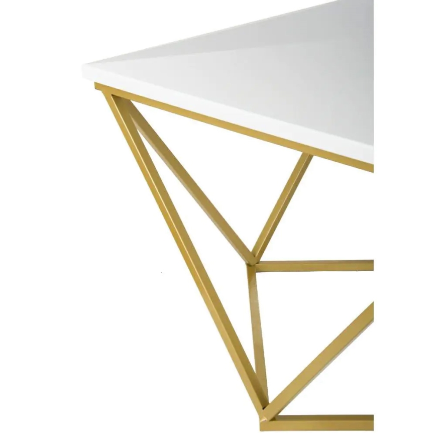 Coffee table CURVED 62x62 cm brass/white
